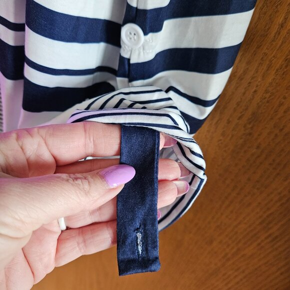 NWT Bloomchic 26W Striped Stretchy Tee BLUE/WHITE Side Button Detailing - Picture 5 of 11